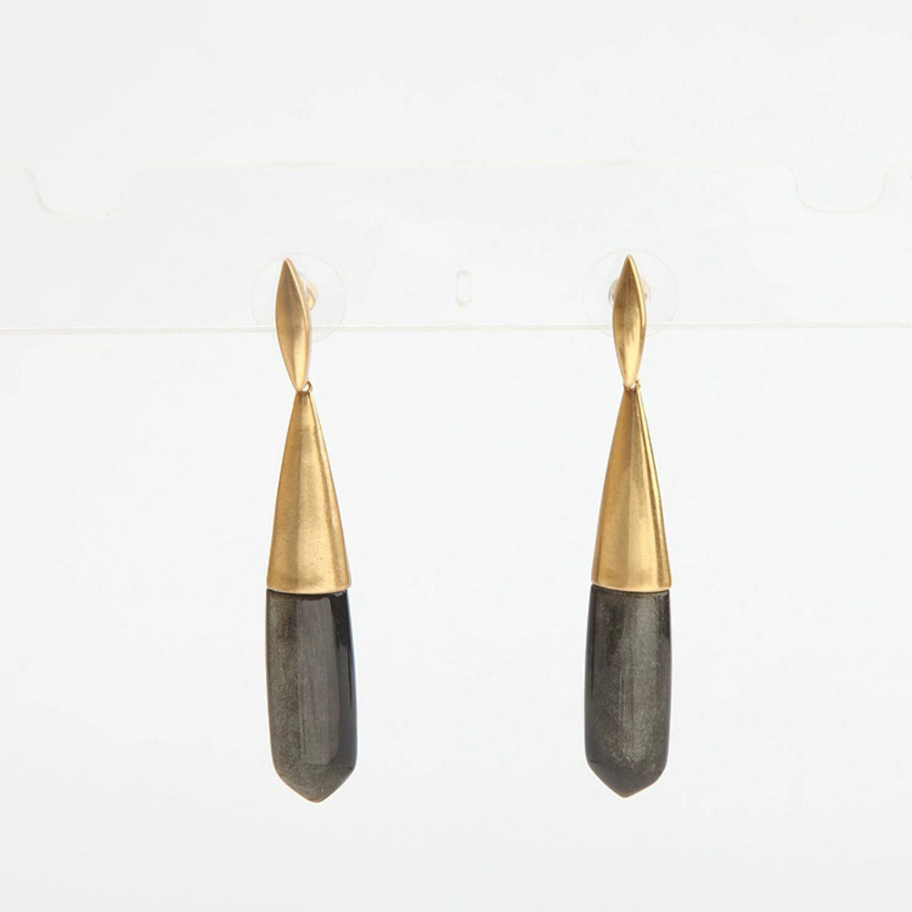 Kendra Scott Antique Gold Obsidian Large Stud Earrings